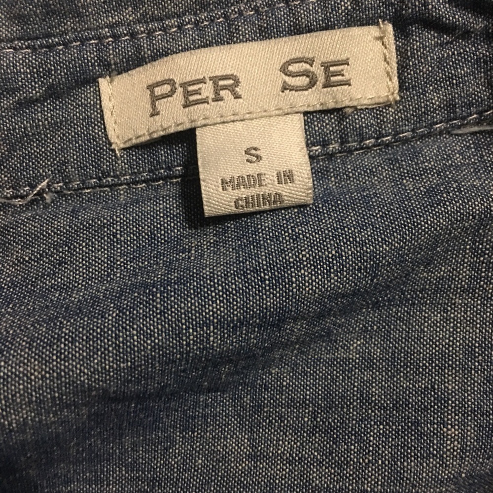 Per Se Blue Chambray Button Up Shirt - Picture 5 of 6